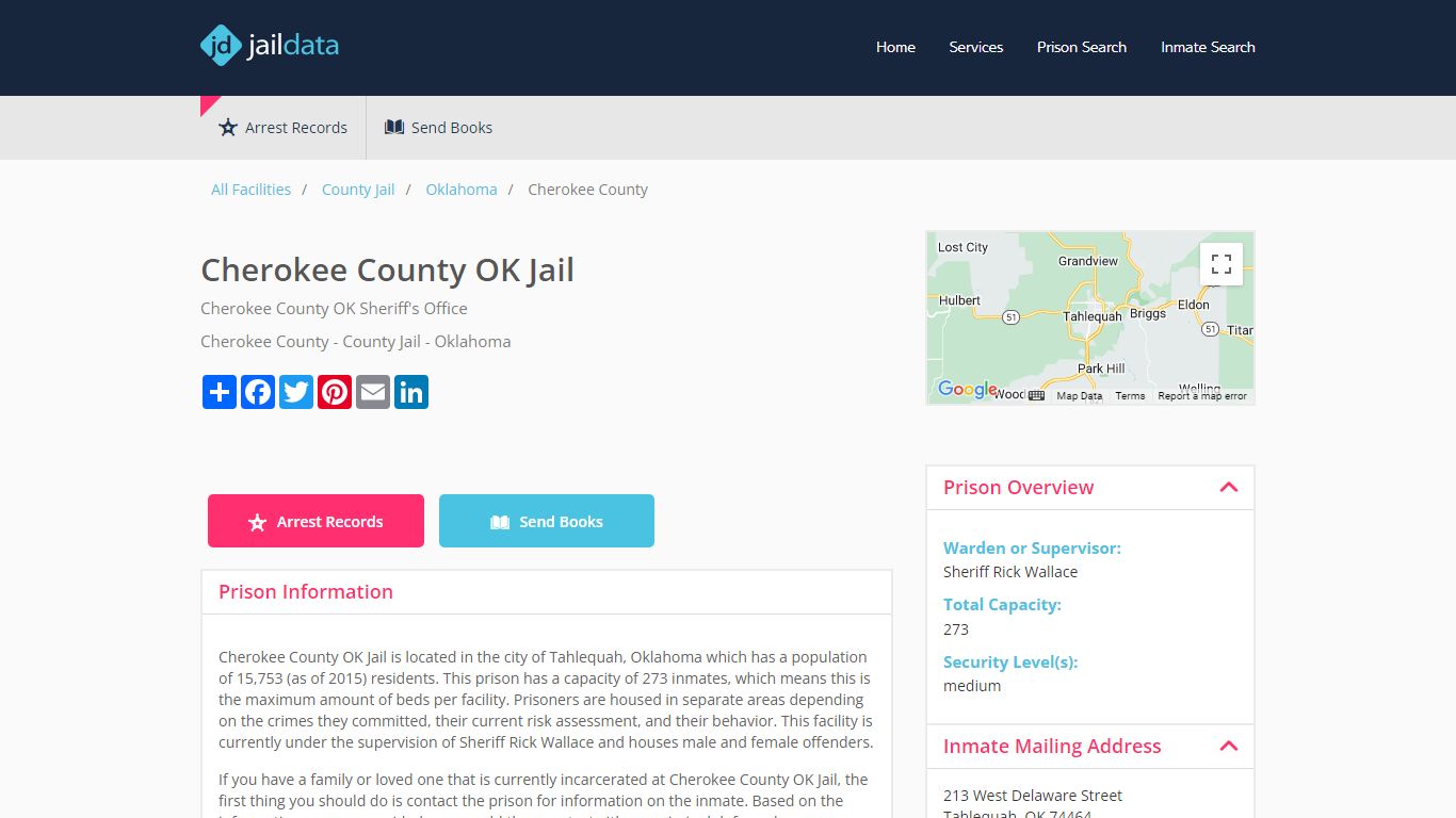 Cherokee County OK Jail Inmate Search and Prisoner Info - Tahlequah, OK